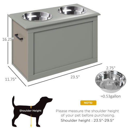 VELPURI™ Raised Dog Feeder with Storage & 2 Stainless Steel Bowls