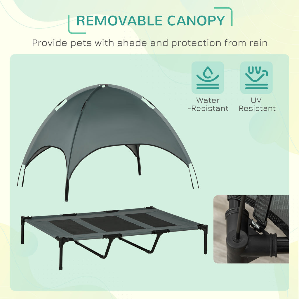 PawVhelp™ Elevated Outdoor Dog Bed with UV-Protection Canopy – 48" × 36"
