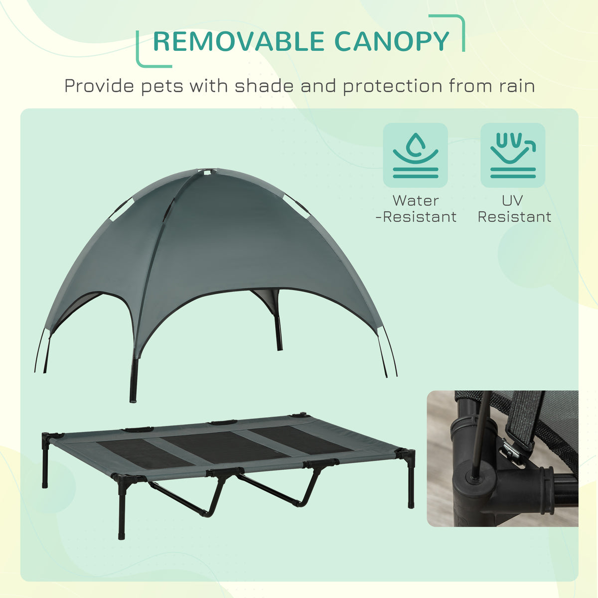 PawVhelp™ Elevated Outdoor Dog Bed with UV-Protection Canopy – 48" × 36"